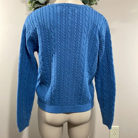 Vintage Wainscot Petites 100% Cotton Crew Neck Cable Knit Sweater Blue S - Picture 2 of 14